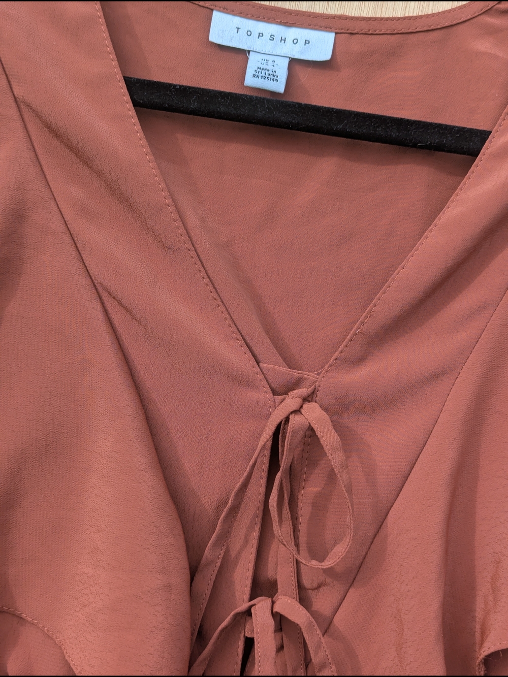 Women's Rust Ruffle Tie-Front Top - Picture 8 of 13